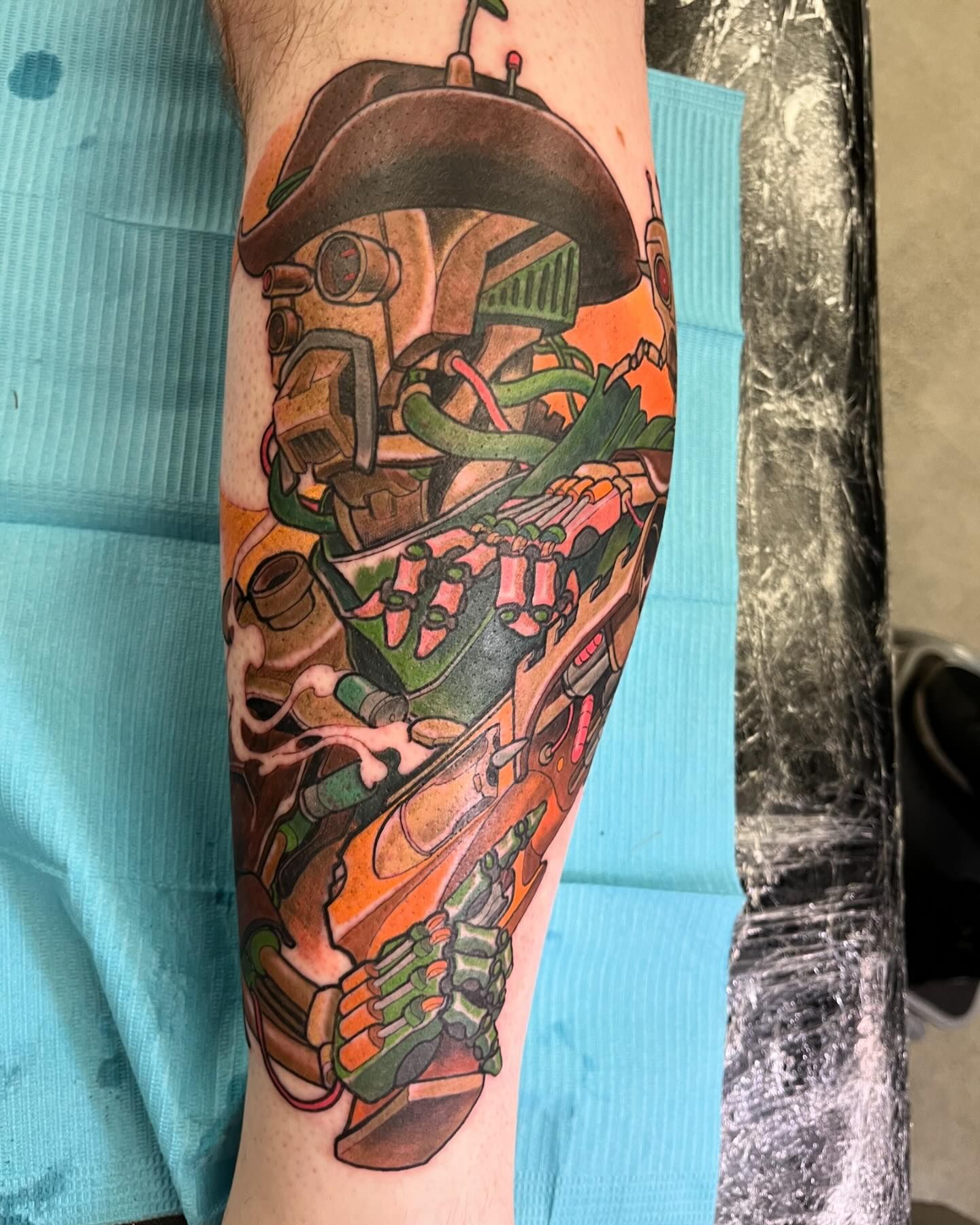 Sci-fi mech robot character illustrative tattoo