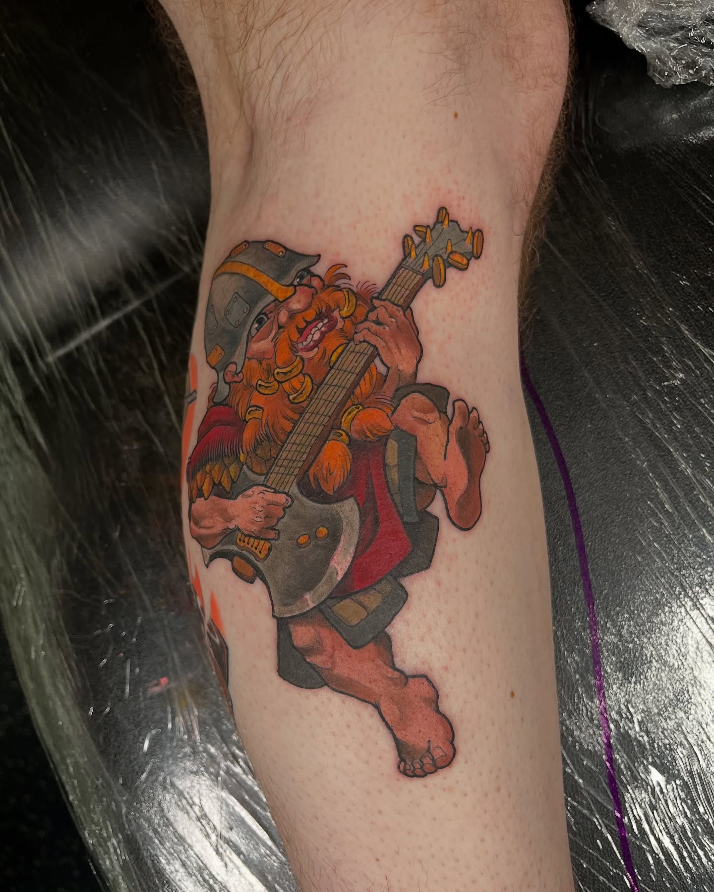 Fantasy dwarf bard illustrative character tattoo