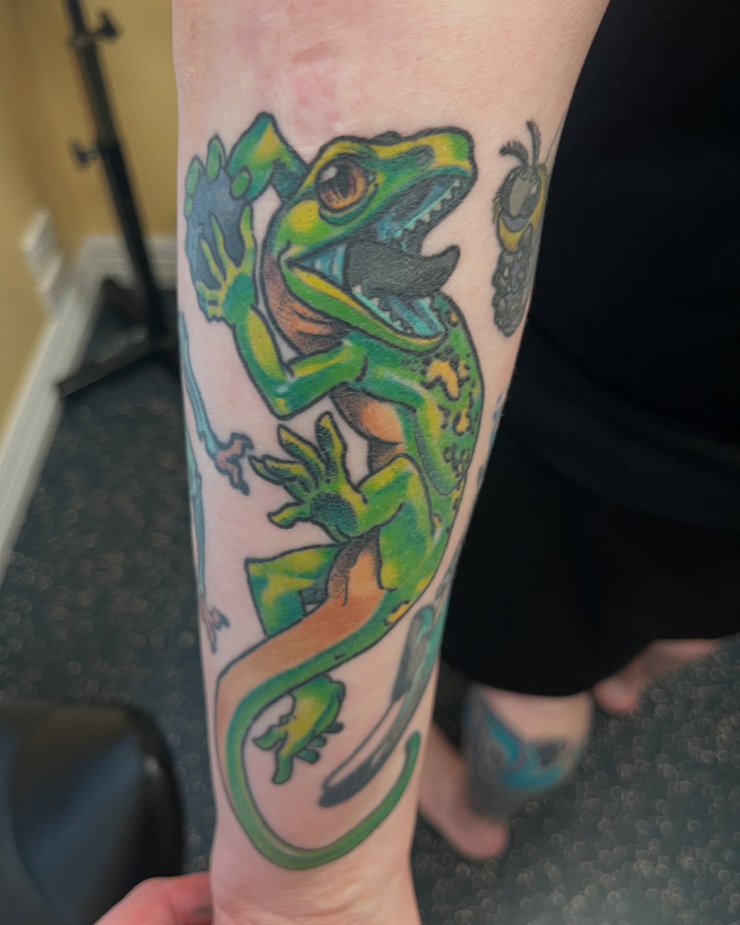 Colourful gecko lizard traditional tattoo